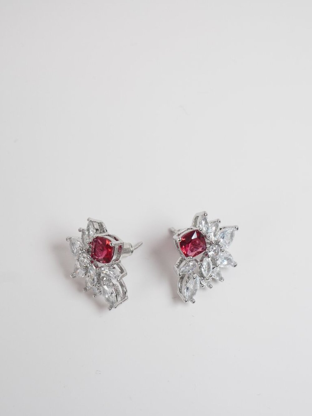 Red earrings luxury crystal bridal
